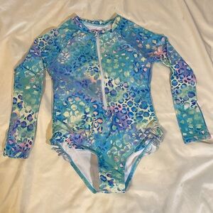 SHEIN Kids Animal Print Tie Dye Rashguard in Blue / Green Size 9Y NWOT